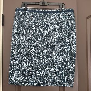 Boden cotton skirt, teal with cream dots